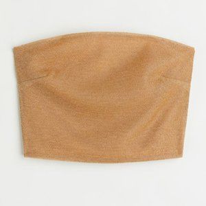 H&M gold glittery bandeau-style crop top size S
